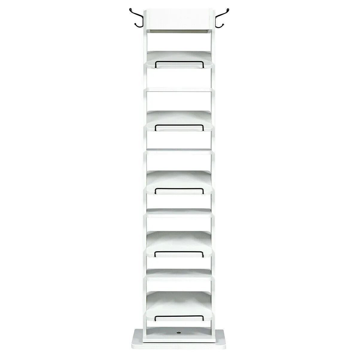 11 Tier 360° Rotating Shoe Organiser with 2 Hooks-White