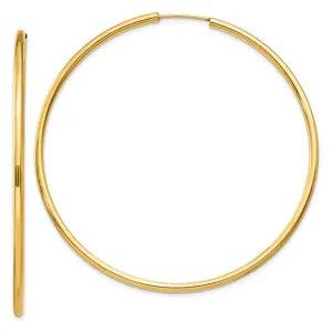 14K Gold 2 mm Wide 60 mm Endless Hoop Earrings