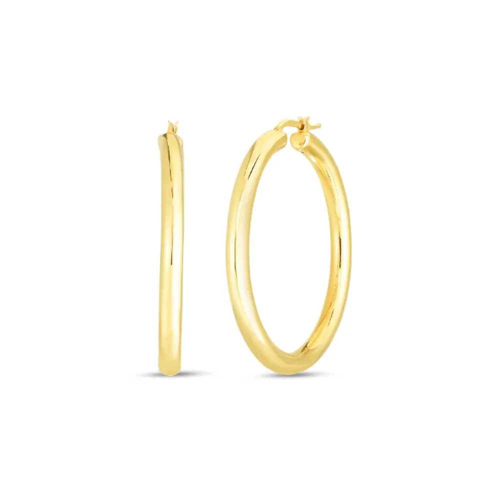 18K Gold Designer Large Thick "The Perfect Hoop®"  Earrings