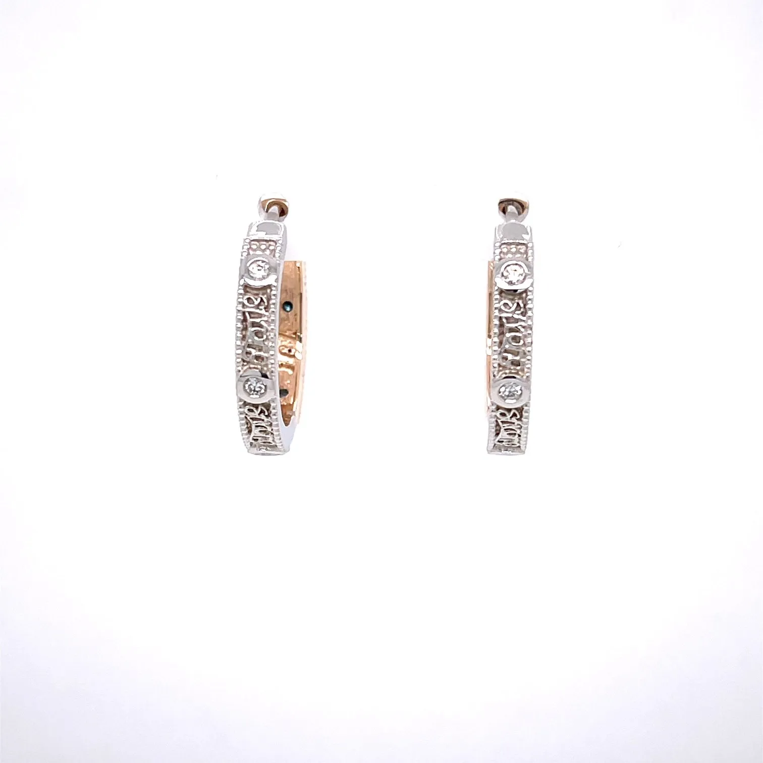 18k White and Rose Gold Strong Pair Hoops
