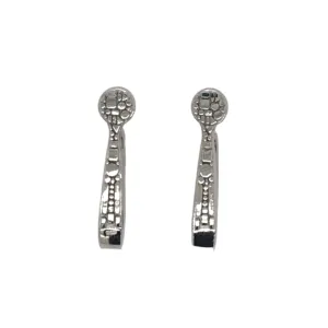 18k White Gold Textured Swoop Hoops