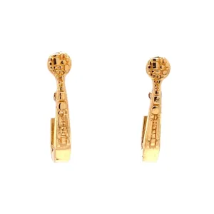 18k Yellow Gold Textured Swoop Hoops