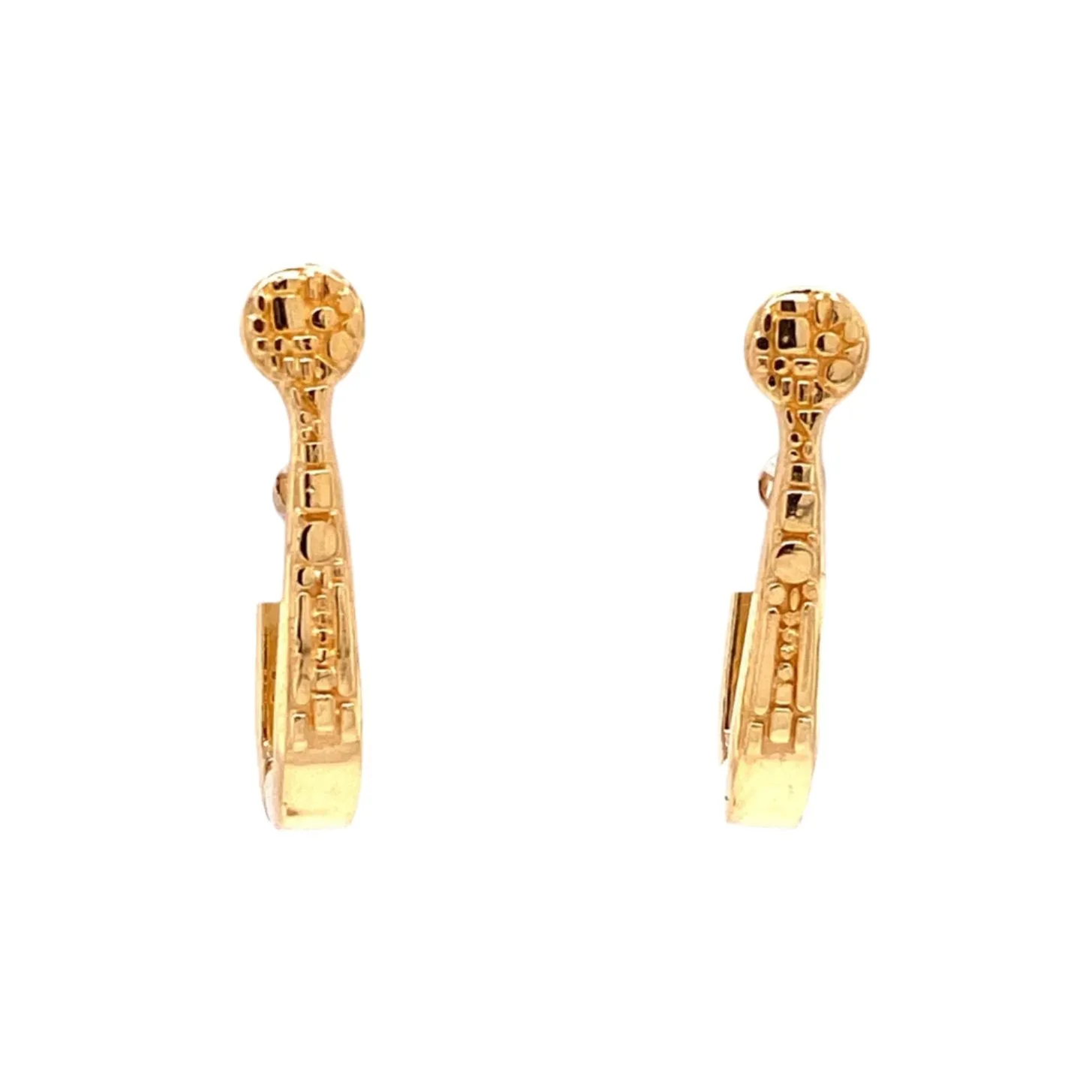 18k Yellow Gold Textured Swoop Hoops