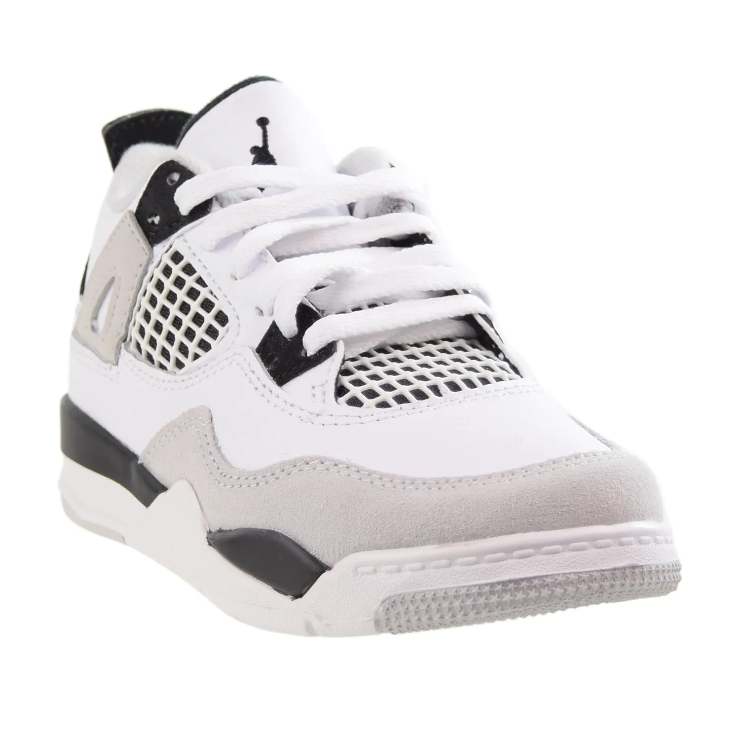 Air Jordan 4 Retro (PS) "Military Black" Little Kids' Shoes White-Black-Grey
