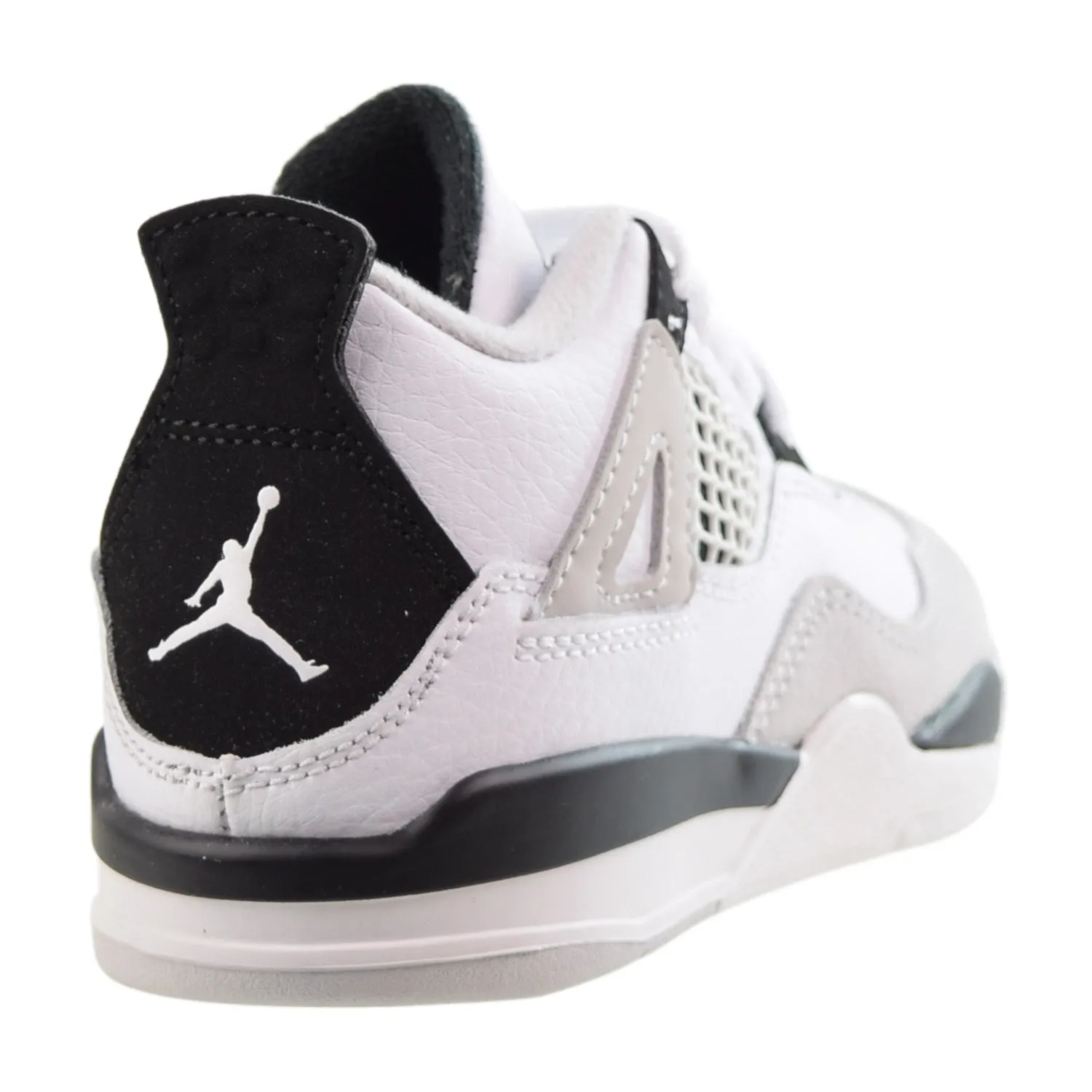 Air Jordan 4 Retro (PS) "Military Black" Little Kids' Shoes White-Black-Grey