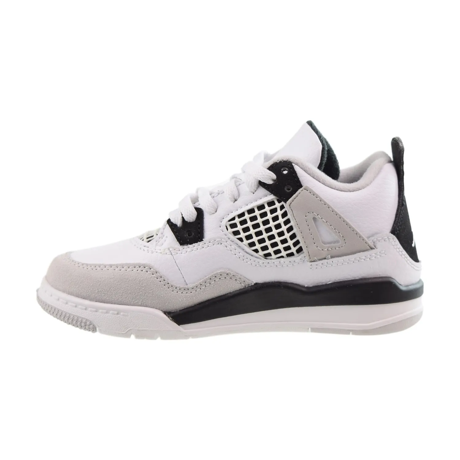 Air Jordan 4 Retro (PS) "Military Black" Little Kids' Shoes White-Black-Grey