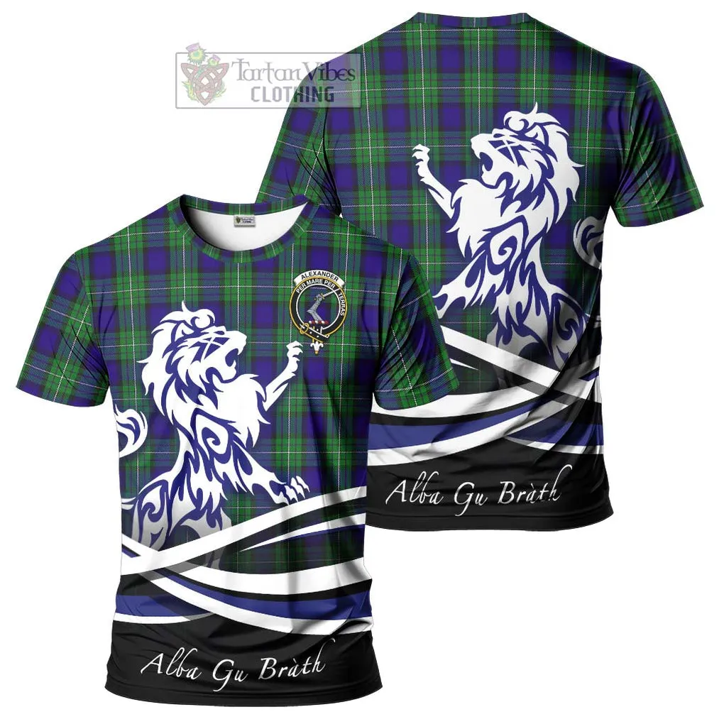 Alexander Tartan Cotton T-shirt with Alba Gu Brath Regal Lion Emblem