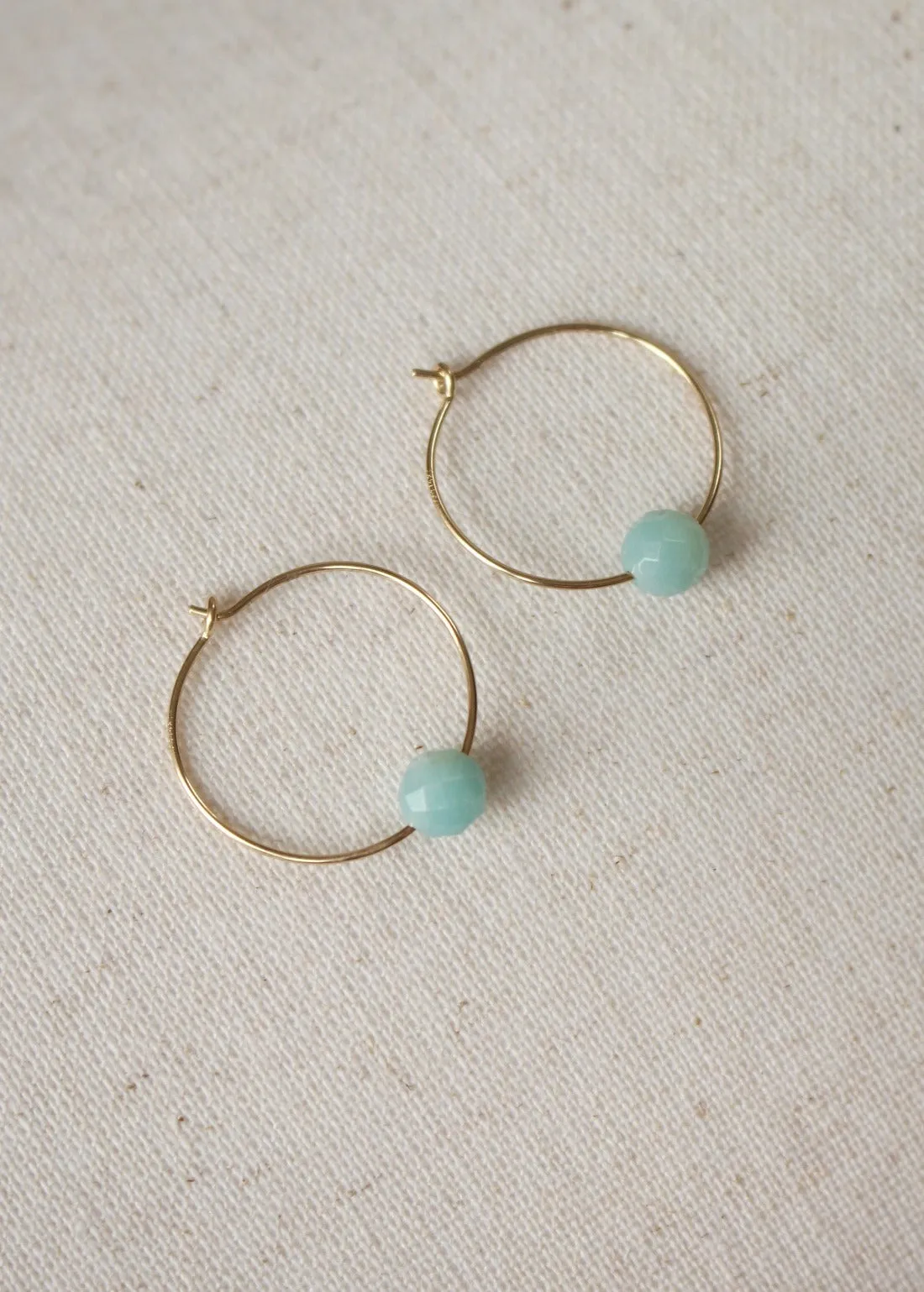Amazonite Gold Hoop Earrings