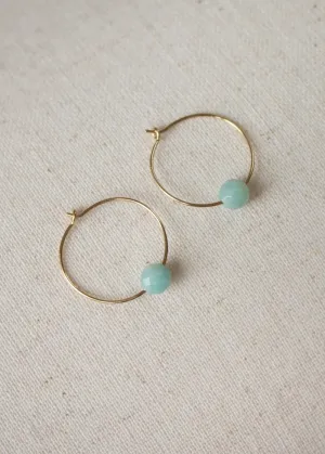 Amazonite Gold Hoop Earrings