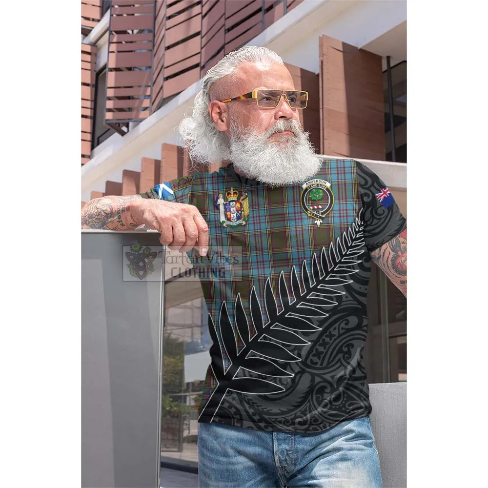 Anderson Crest Tartan Cotton T-shirt with New Zealand Silver Fern Half Style
