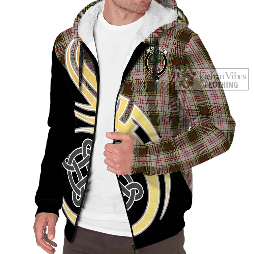 Anderson Dress Tartan Sherpa Hoodie with Family Crest and Celtic Symbol Style