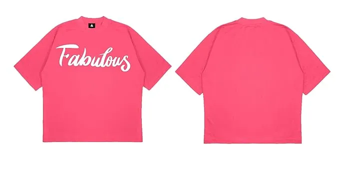 ANGAR Cotton Drop Shoulder FABULOUS Half Sleeves Oversized Fit Printed T-Shirt for Women