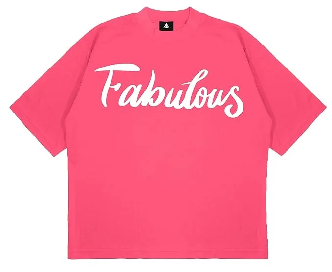 ANGAR Cotton Drop Shoulder FABULOUS Half Sleeves Oversized Fit Printed T-Shirt for Women