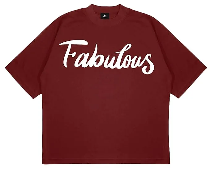 ANGAR Cotton Drop Shoulder FABULOUS Half Sleeves Oversized Fit Printed T-Shirt for Women