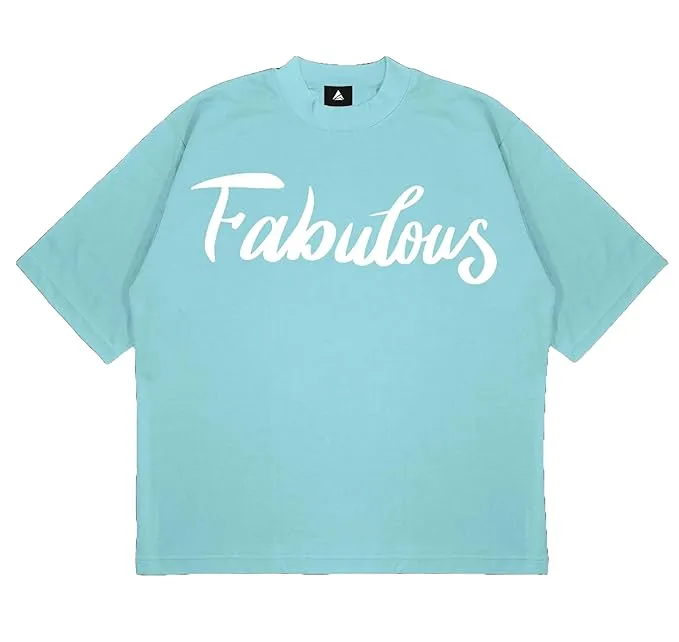 ANGAR Cotton Drop Shoulder FABULOUS Half Sleeves Oversized Fit Printed T-Shirt for Women