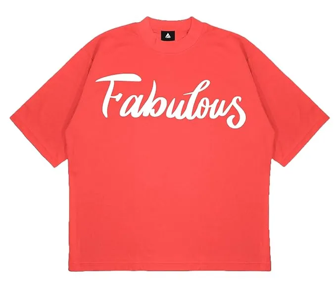 ANGAR Cotton Drop Shoulder FABULOUS Half Sleeves Oversized Fit Printed T-Shirt for Women