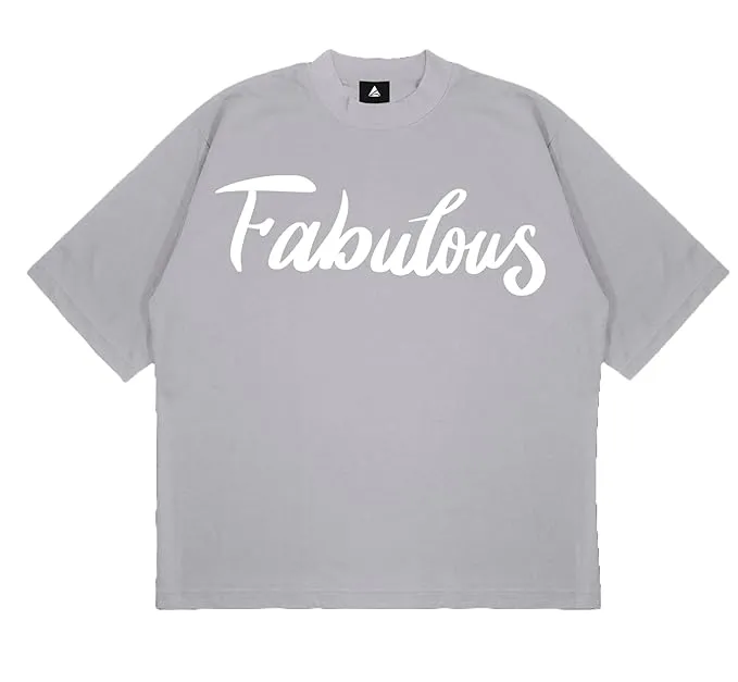 ANGAR Cotton Drop Shoulder FABULOUS Half Sleeves Oversized Fit Printed T-Shirt for Women