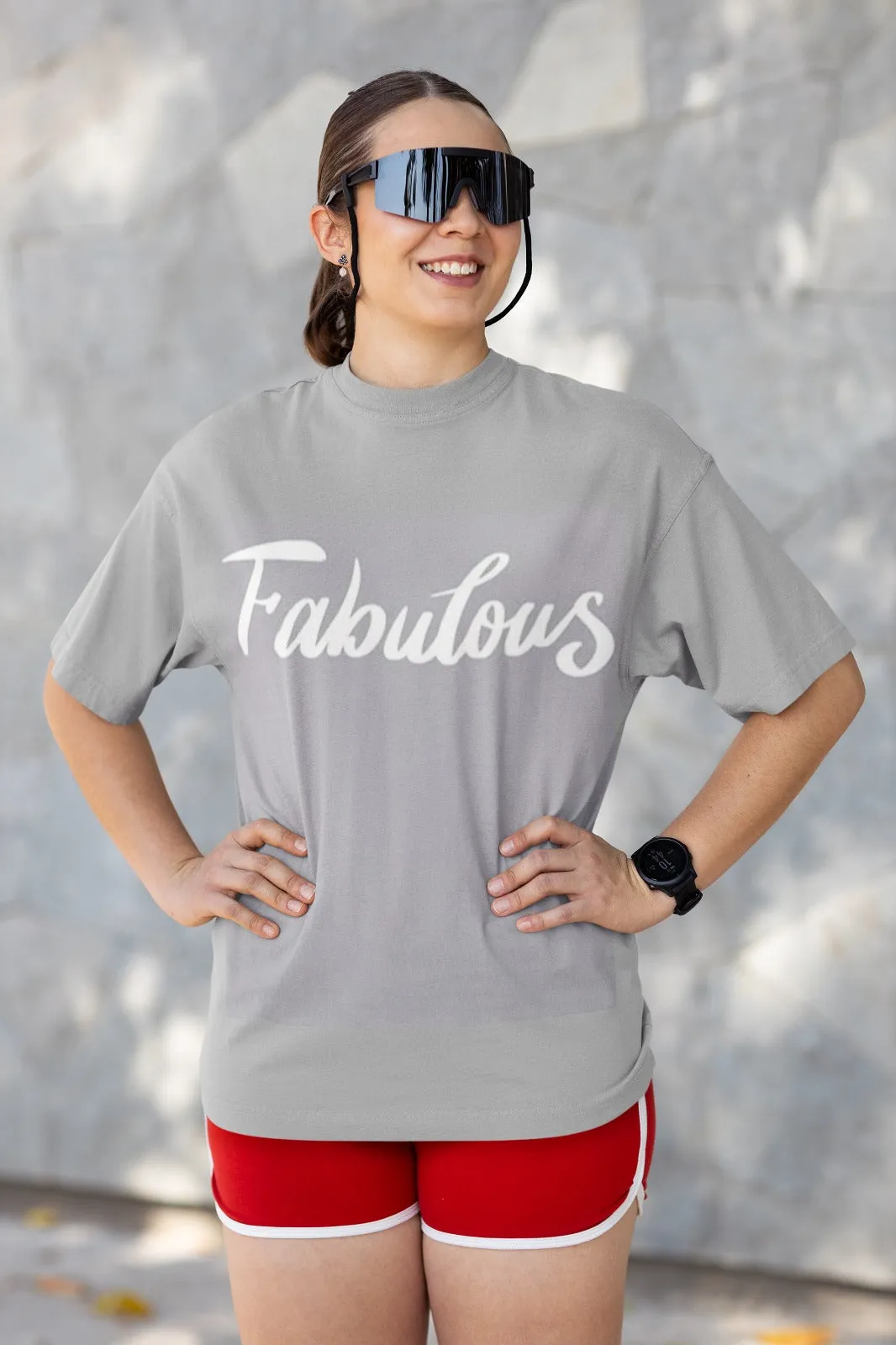 ANGAR Cotton Drop Shoulder FABULOUS Half Sleeves Oversized Fit Printed T-Shirt for Women