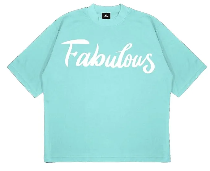 ANGAR Cotton Drop Shoulder FABULOUS Half Sleeves Oversized Fit Printed T-Shirt for Women