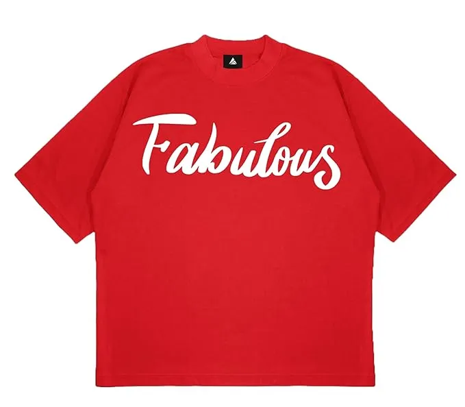 ANGAR Cotton Drop Shoulder FABULOUS Half Sleeves Oversized Fit Printed T-Shirt for Women