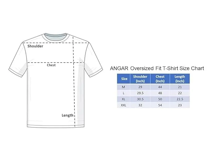 ANGAR Cotton Drop Shoulder Half Sleeves Oversized Fit ABSTRACT Printed T-Shirt for Men