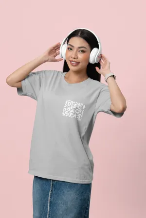 ANGAR Cotton Drop Shoulder Half Sleeves Oversized Fit ABSTRACT Printed T-Shirt for Women
