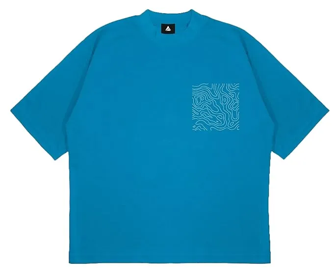 ANGAR Cotton Drop Shoulder Half Sleeves Oversized Fit CURVES Printed T-Shirt for Men