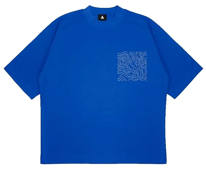 ANGAR Cotton Drop Shoulder Half Sleeves Oversized Fit CURVES Printed T-Shirt for Men