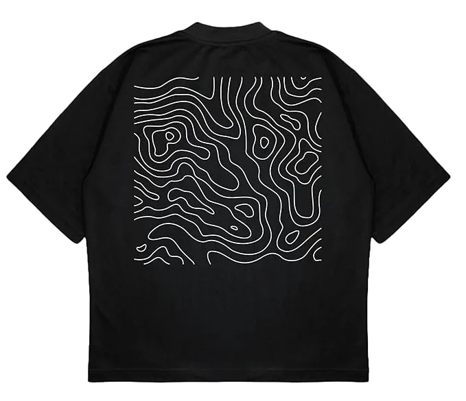 ANGAR Cotton Drop Shoulder Half Sleeves Oversized Fit CURVES Printed T-Shirt for Men