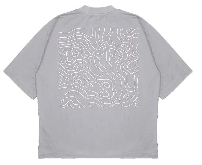 ANGAR Cotton Drop Shoulder Half Sleeves Oversized Fit CURVES Printed T-Shirt for Men