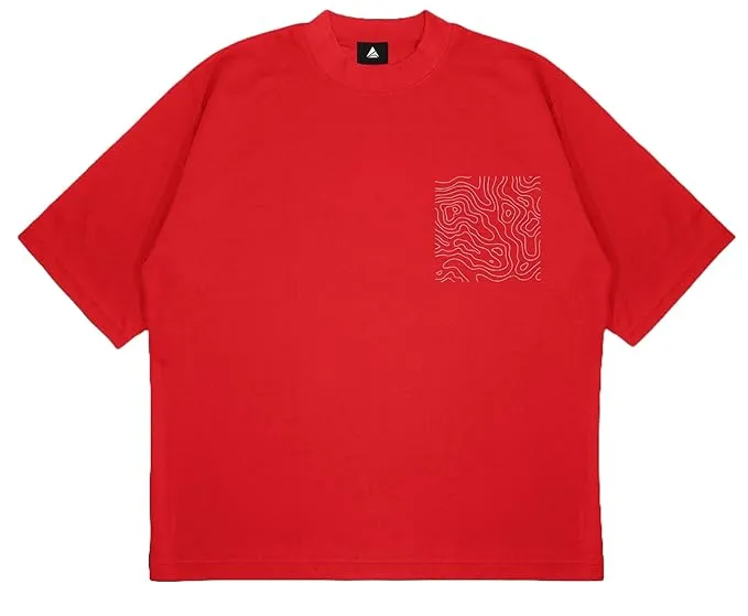 ANGAR Cotton Drop Shoulder Half Sleeves Oversized Fit CURVES Printed T-Shirt for Men