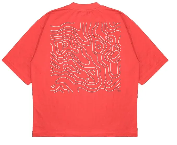 ANGAR Cotton Drop Shoulder Half Sleeves Oversized Fit CURVES Printed T-Shirt for Men