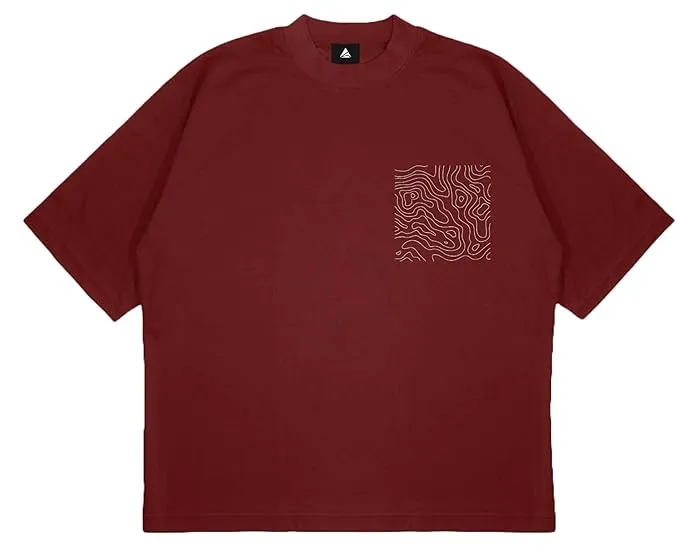 ANGAR Cotton Drop Shoulder Half Sleeves Oversized Fit CURVES Printed T-Shirt for Men