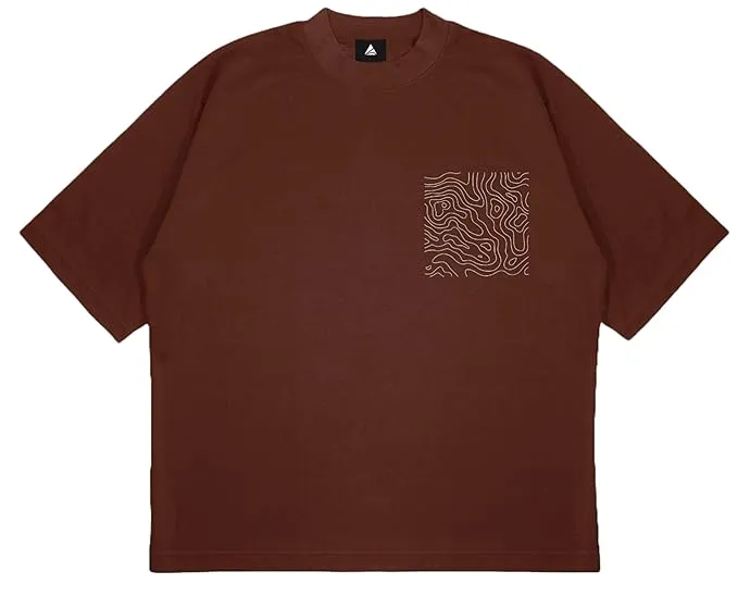 ANGAR Cotton Drop Shoulder Half Sleeves Oversized Fit CURVES Printed T-Shirt for Men
