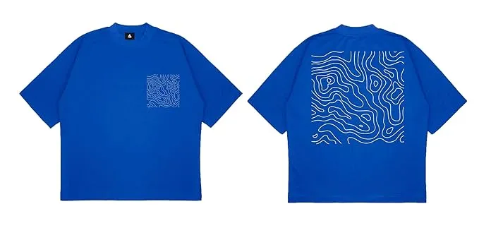 ANGAR Cotton Drop Shoulder Half Sleeves Oversized Fit CURVES Printed T-Shirt for Men