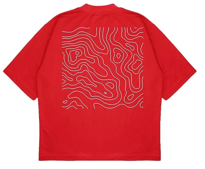 ANGAR Cotton Drop Shoulder Half Sleeves Oversized Fit CURVES Printed T-Shirt for Men