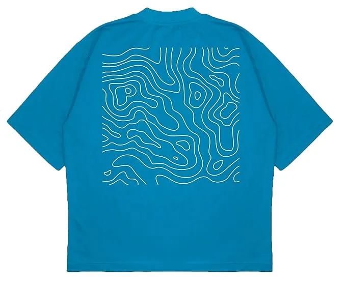 ANGAR Cotton Drop Shoulder Half Sleeves Oversized Fit CURVES Printed T-Shirt for Men
