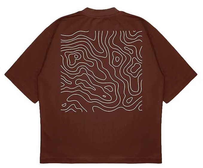ANGAR Cotton Drop Shoulder Half Sleeves Oversized Fit CURVES Printed T-Shirt for Men