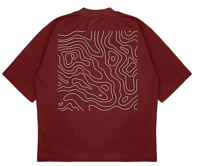 ANGAR Cotton Drop Shoulder Half Sleeves Oversized Fit CURVES Printed T-Shirt for Men