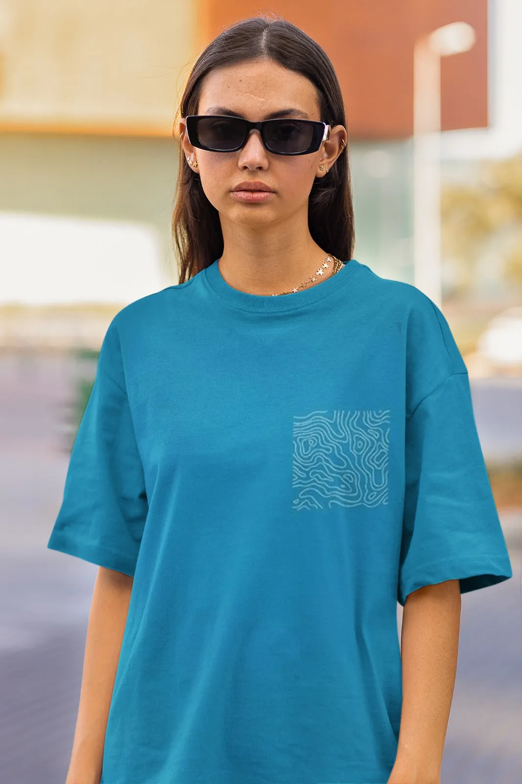 ANGAR Cotton Drop Shoulder Half Sleeves Oversized Fit CURVES Printed T-Shirt for Women