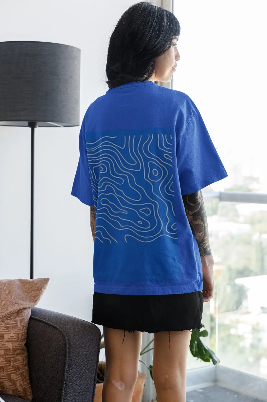 ANGAR Cotton Drop Shoulder Half Sleeves Oversized Fit CURVES Printed T-Shirt for Women