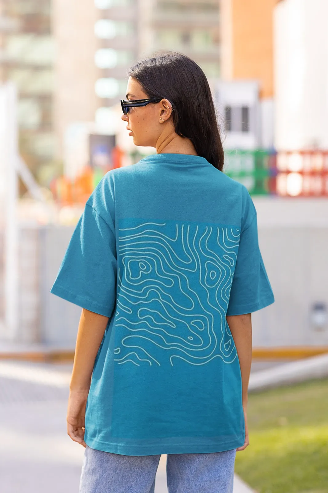 ANGAR Cotton Drop Shoulder Half Sleeves Oversized Fit CURVES Printed T-Shirt for Women