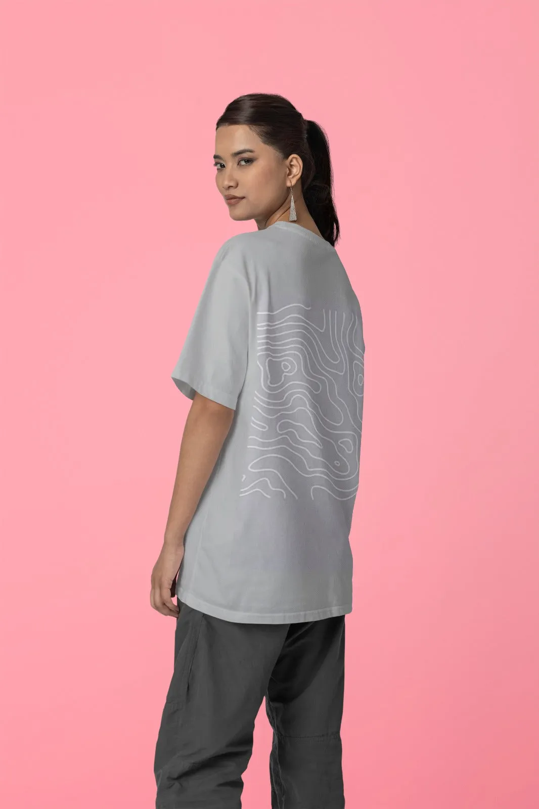 ANGAR Cotton Drop Shoulder Half Sleeves Oversized Fit CURVES Printed T-Shirt for Women