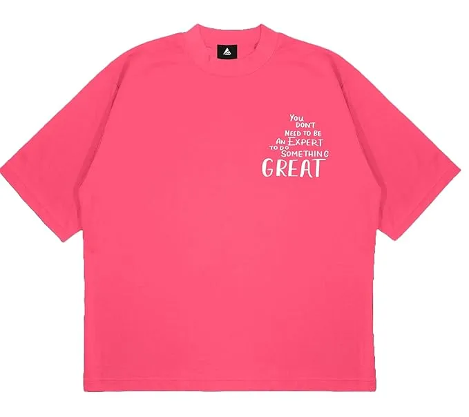 ANGAR Cotton Drop Shoulder Half Sleeves Oversized Fit GREAT Printed T-Shirt for Men