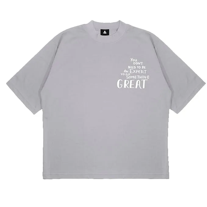 ANGAR Cotton Drop Shoulder Half Sleeves Oversized Fit GREAT Printed T-Shirt for Men