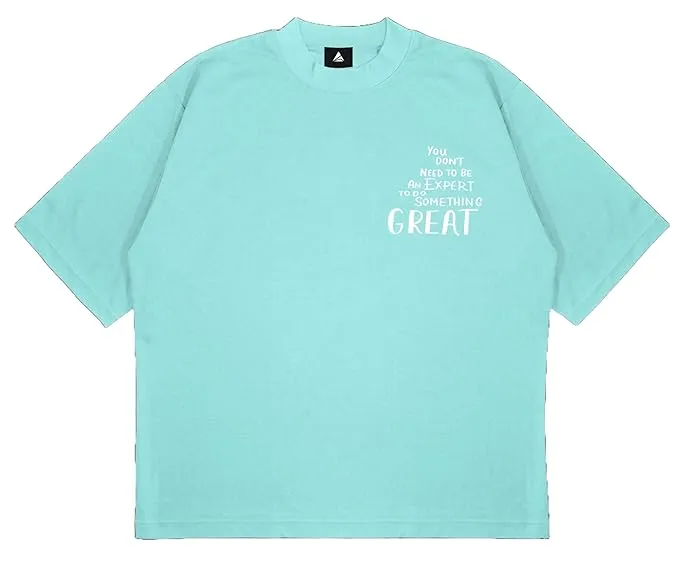 ANGAR Cotton Drop Shoulder Half Sleeves Oversized Fit GREAT Printed T-Shirt for Men