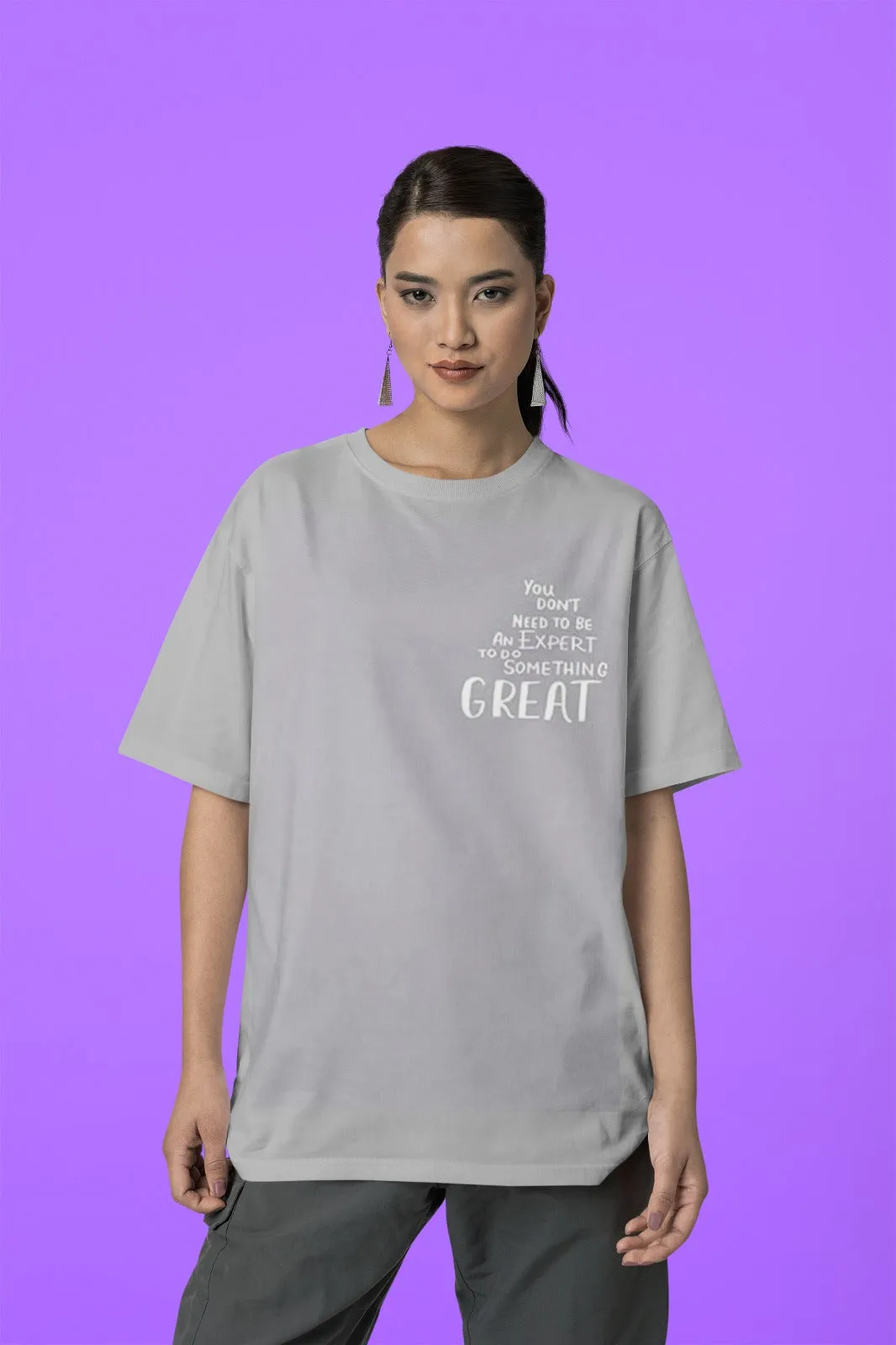 ANGAR Cotton Drop Shoulder Half Sleeves Oversized Fit GREAT Printed T-Shirt for Women