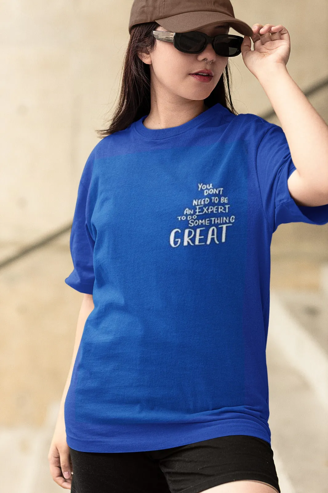 ANGAR Cotton Drop Shoulder Half Sleeves Oversized Fit GREAT Printed T-Shirt for Women