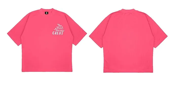 ANGAR Cotton Drop Shoulder Half Sleeves Oversized Fit GREAT Printed T-Shirt for Women