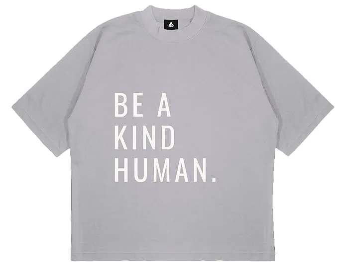 ANGAR Cotton Drop Shoulder Half Sleeves Oversized Fit KIND HUMAN Printed T-Shirt for Men
